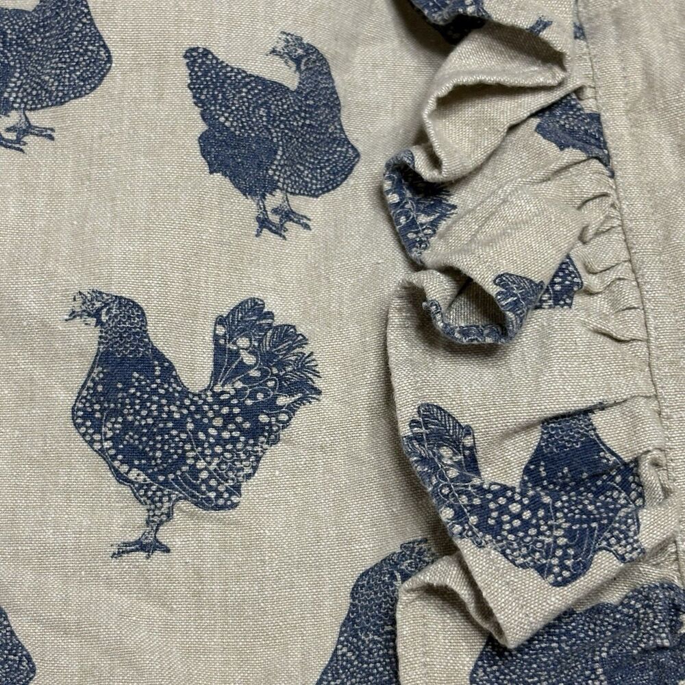 Chicken Farmhouse Shopping Tote Purse Beige And Blue - Picture 9 of 10